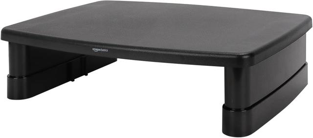 Product image of Amazon Basics Height Adjustable Rectangular Computer Monitor Riser Desk Stand with Storage for Reduced Neck Strain - Fits Monitors, Laptops Up to 22lbs, Black