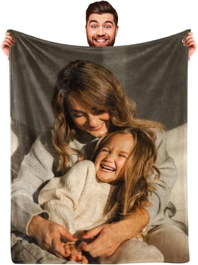 Product image of Ships Next Day Custom Blanket for Mother Birthday Gifts, Personalized Mom Photo Blanket as Best Mom Dad Ever Blankets Gifts from Daughter