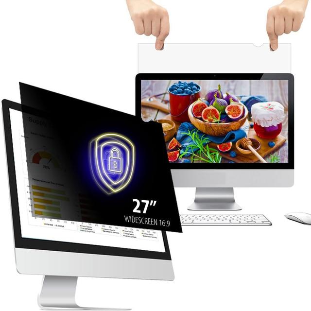 Product image of 27 Inch - 16:9 Aspect Ratio - Computer Privacy Screen Filter for Widescreen Monitor - Anti-Glare - Protects Eyes from Harmful Glare and Blue Light Light