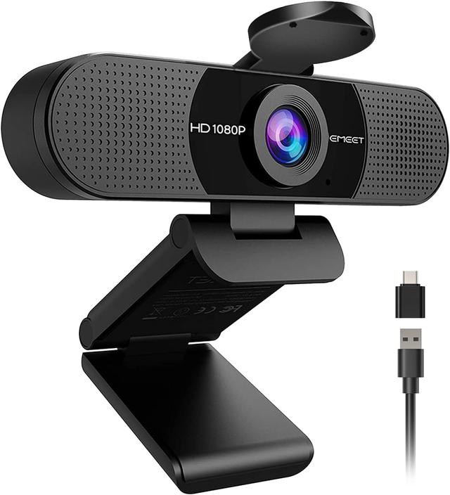Product image of EMEET 1080P Webcam with Microphone, C960 Web Camera, 2 Mics, 90° FOV, USB Type-A & A-to-C Adapter, Plug&Play Computer Camera for Online Calling/Conferencing, Zoom/Teams/Facetime/YouTube, 2025 Version