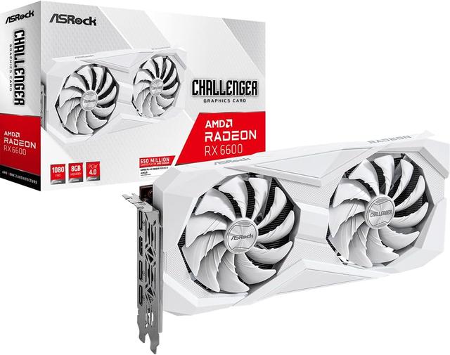 Product image of ASRock AMD Radeon RX 6600 Challenger White 8GB GDDR6 Graphics Card 0dB Silent Cooling 128-bit 7680 x 4320 DisplayPort HDMI 14 Gbps Dual Fan 7nm