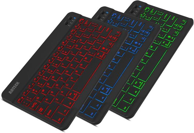 Product image of Arteck Universal Backlit 7-Colors Ultra Light Slim Portable Wireless Bluetooth 3.0 Keyboard for iOS iPad Pro, Air, Mini, Android, Windows Tablets PC Smartphone Built in Rechargeable 6-Month Battery