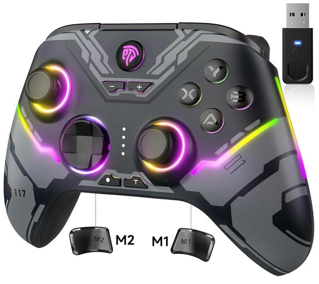 Product image of EasySMX X15 PC Controller - Enhanced Wireless Bluetooth Controller with Hall Joysticks/Hall Triggers/RGB Lighting - No Stick Drift, No Dead Zone - Work for Windows PC, Android, Steam and Switch