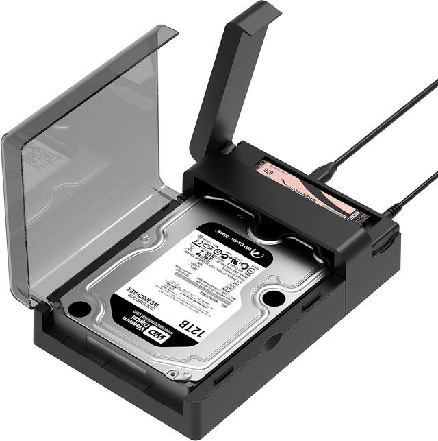 Product image of SABRENT USB-C Lay Flat Docking Station – NVMe M.2 + SATA 2.5”/3.5” SSD/HDD Enclosure, 10Gbps, Tool-Free, Offline Clone Function, USB 3.2 Type-C, for Windows, Mac, Linux (DS-UFNC)